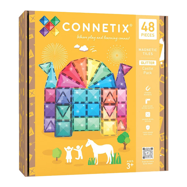 Connetix Castle Pack Glitter – magnetische tegels 48 stuks