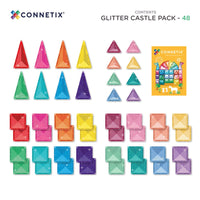 Connetix Castle Pack Glitter – magnetische tegels 48 stuks