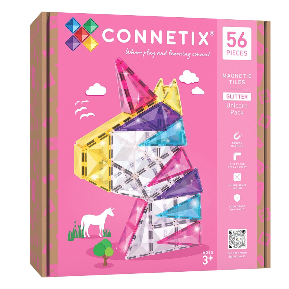 Connetix Unicorn Pack Glitter – magnetische tegels 56 stuks