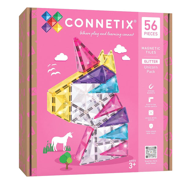 Connetix Unicorn Pack Glitter – magnetische tegels 56 stuks