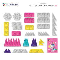 Connetix Unicorn Pack Glitter – magnetische tegels 56 stuks