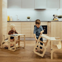 Ette Tete Leertoren Step'n Sit Silver-Wood With Extra Support