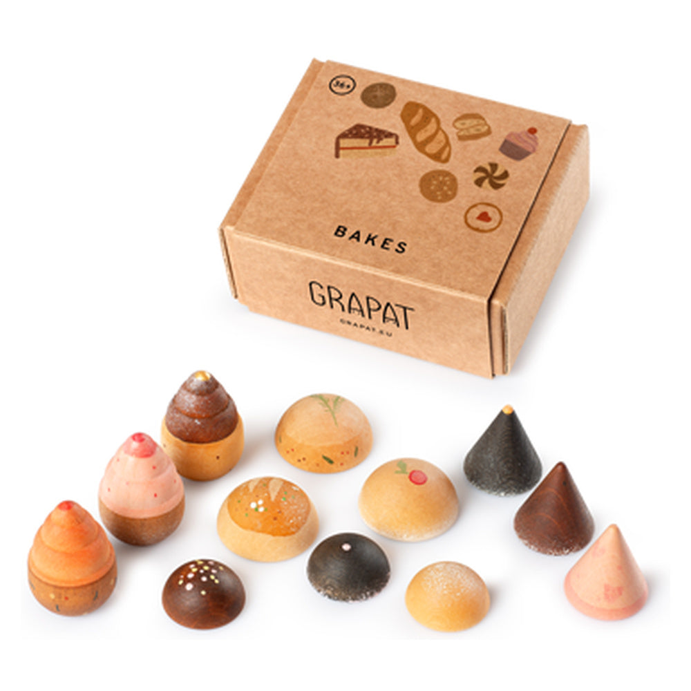 Grapat Bakes – 12 houten broodjes en gebakjes – volledig product