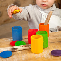 Grapat Houten Bekers met Deksel - 6 Stuks - spelen met de set, sfeerfoto 2