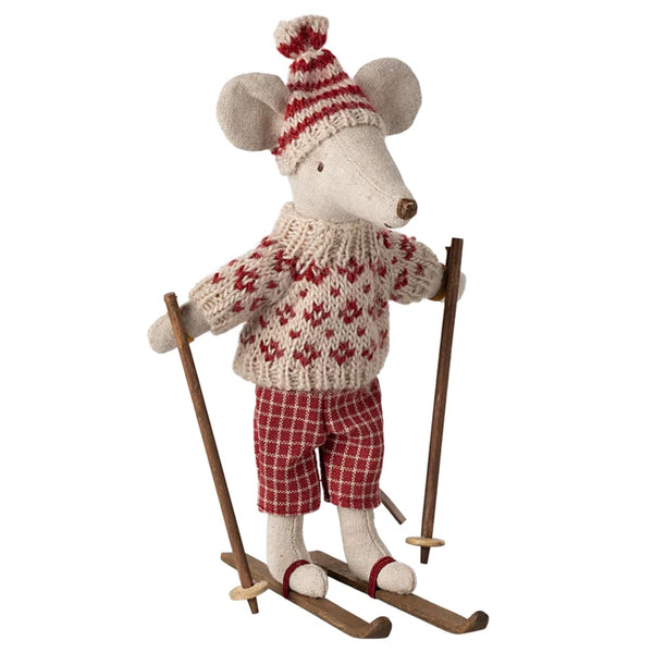 Maileg Winter Muis Met Ski Set Moeder -15cm