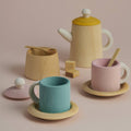 Raduga Grez Houten Theeset -  Mosterd/ Roze