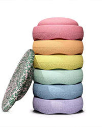 Stapelstein® Special Set Rainbow - 6 Stuks + 1  Balance Board Super Confetti