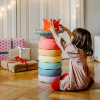 Stapelstein® Special Set Rainbow - 6 Stuks + 1  Balance Board Super Confetti