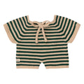 We Are Gommu Korte Onesie - Groen Gestreept