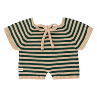 We Are Gommu Korte Onesie - Groen Gestreept