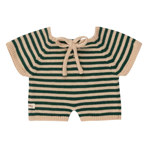 We Are Gommu Korte Onesie - Groen Gestreept