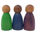 Grapat Houten Nins® Poppetjes Koele Kleuren Donker - 3 Stuks